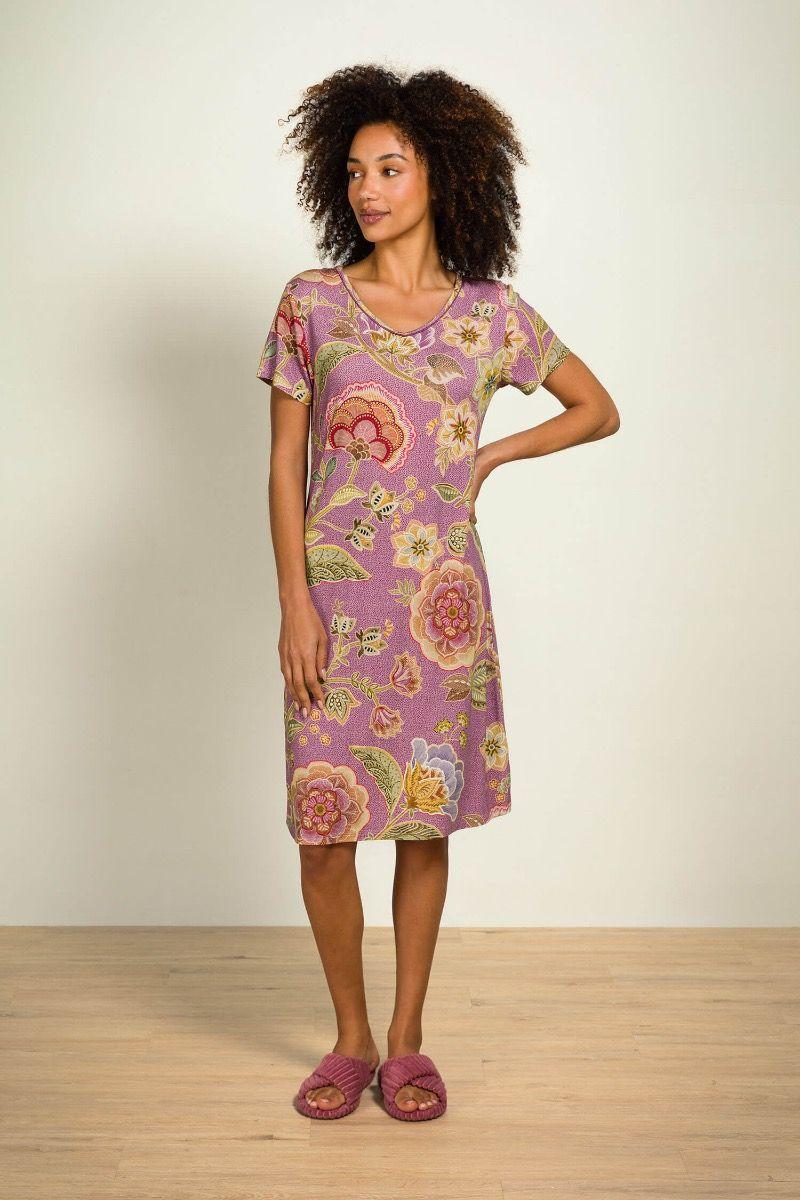 Pip Studio Djoy Nachthemd Korte Mouw Matata Lila Groen