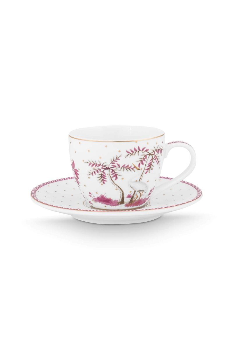 pip studio Espresso Kop & Schotel Jolie Stippen Goud Roze Wit