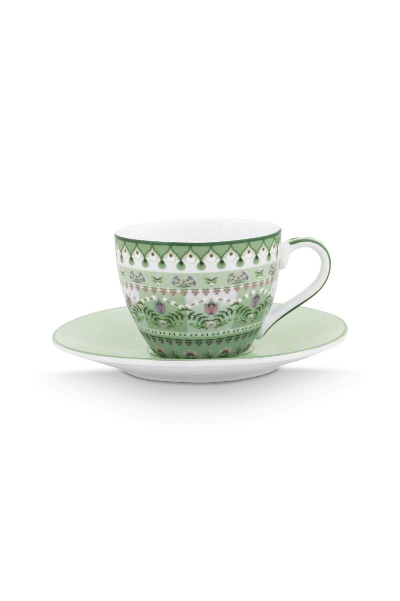 pip studio Espresso Kop & Schotel Lily&Lotus Moon Delight Licht Groen Paars