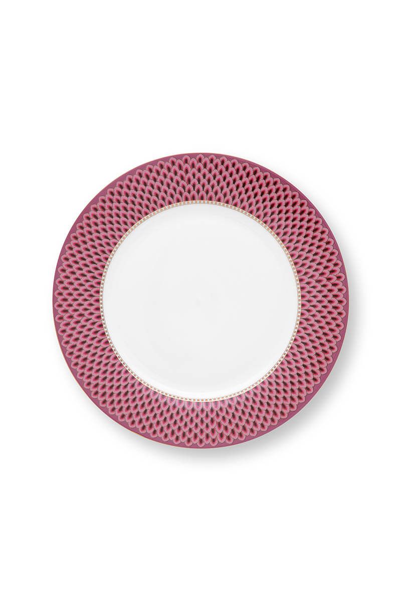 pip studio Flower Festival Dinerbord Rood/Donkerroze 26.5 cm Roze