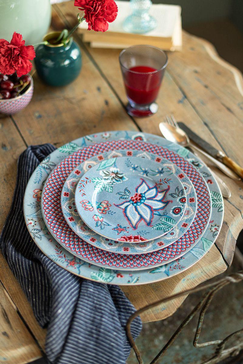 Pip Studio Flower Festival Gebaksbord Lichtblauw 17 Cm Blauw