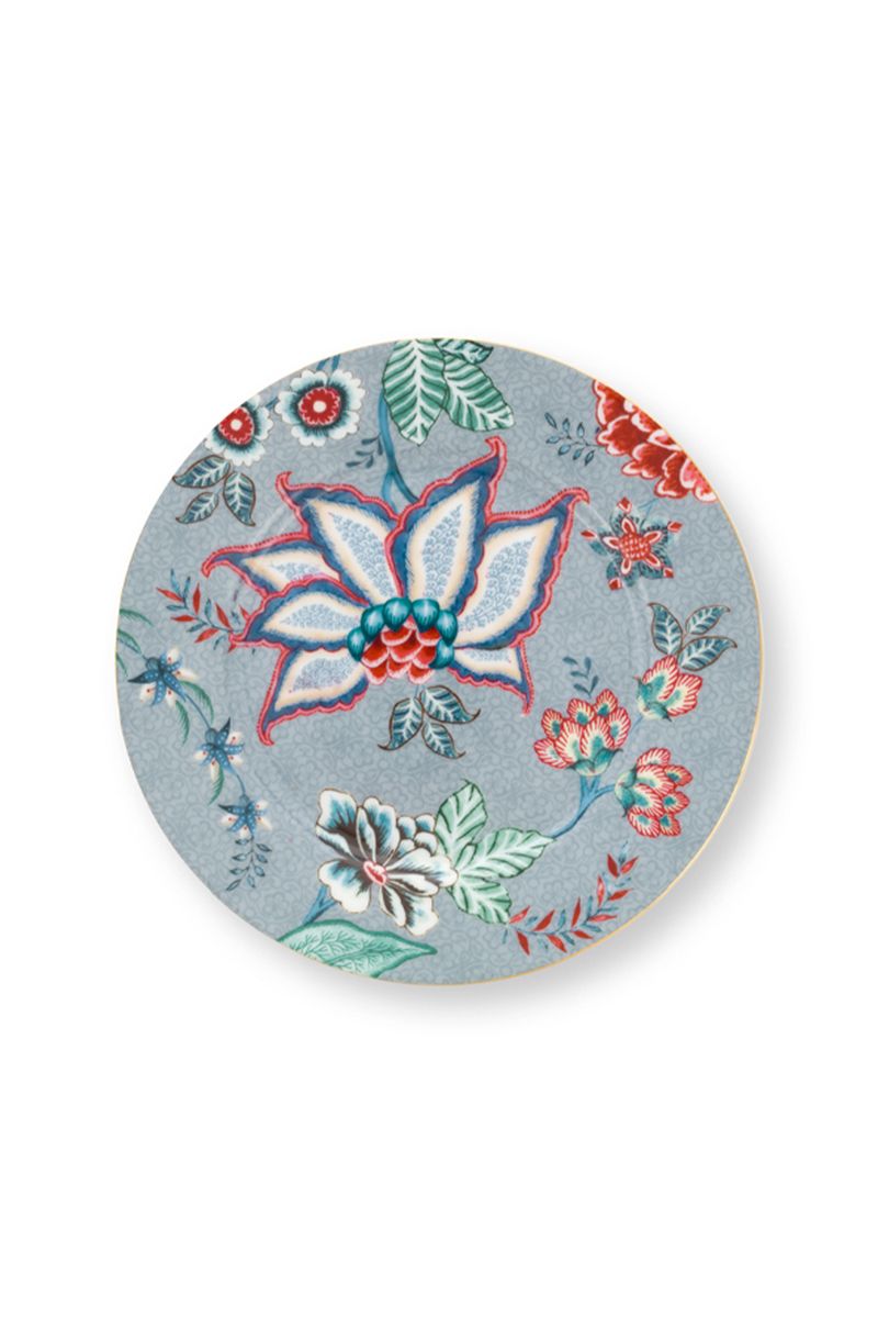 pip studio Flower Festival Gebaksbord Lichtblauw 17 cm Blauw