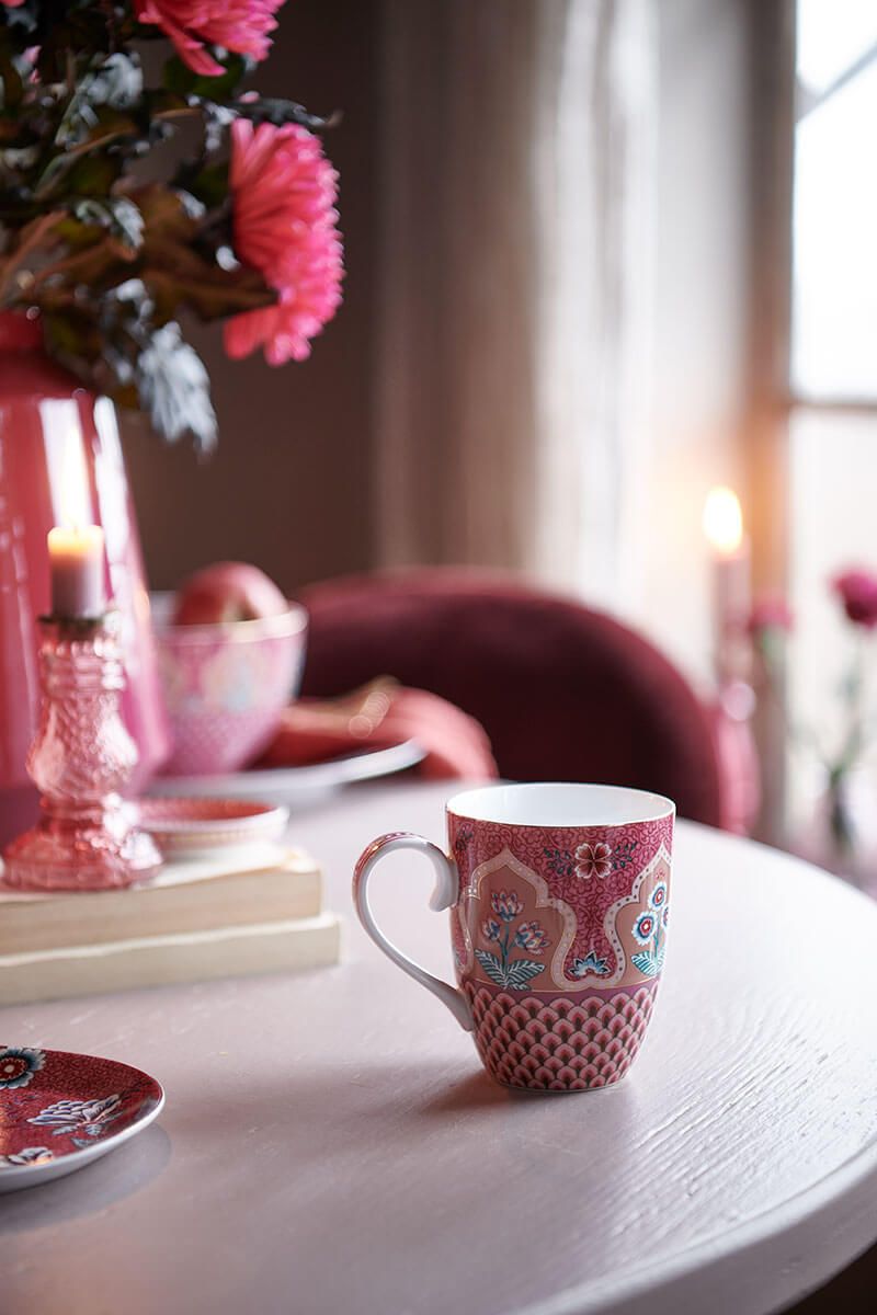 Pip Studio Flower Festival Mok Groot Deco Donkerroze Roze