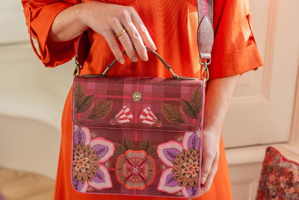 Pip Studio Frances Schoudertas Flores Felices Rood Blauw