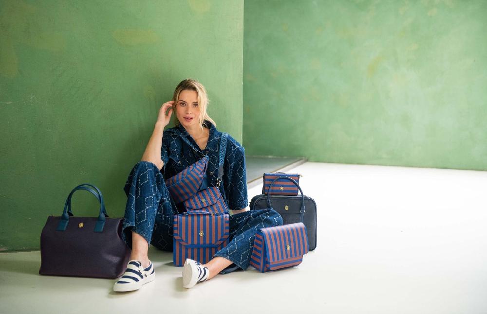 Pip Studio Frances Schoudertas Medium Streep Blauw Groen