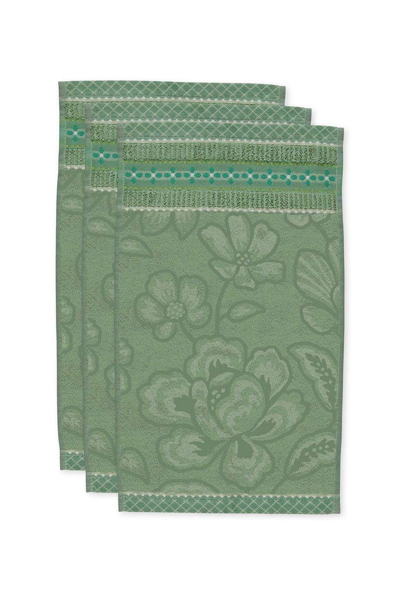 pip studio Gastendoek Set/3 Jasmin Jacquard Groen 30x50cm Roze