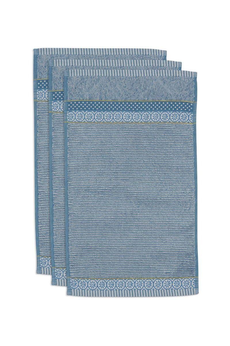 pip studio Gastendoek Set/3 Soft Zellige Blauw/Grijs 30X50cm Blauw