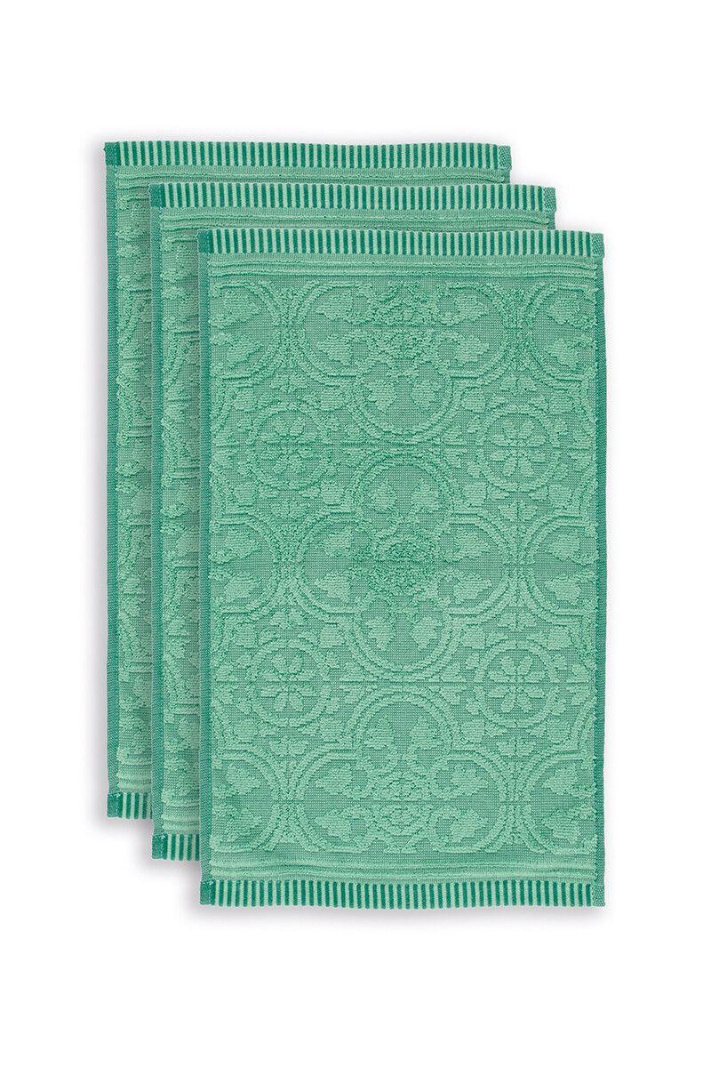 Pip Studio Gastendoek Set/3 Tile De Pip Groen 30x50 Cm Wit
