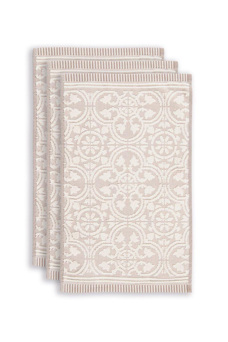 Pip Studio Gastendoek Set/3 Tile De Pip Khaki 30x50 Cm Wit