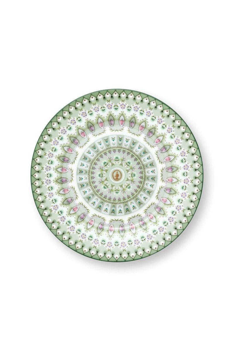 pip studio Gebaksbord Lily&Lotus Moon Delight Licht Groen 17cm Multi