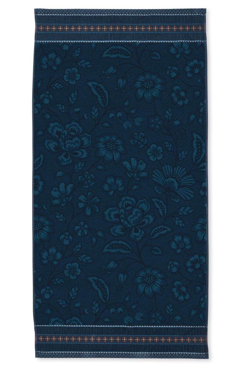 pip studio Grote Handdoek Jasmin Jacquard Donkerblauw 70x140cm Zand