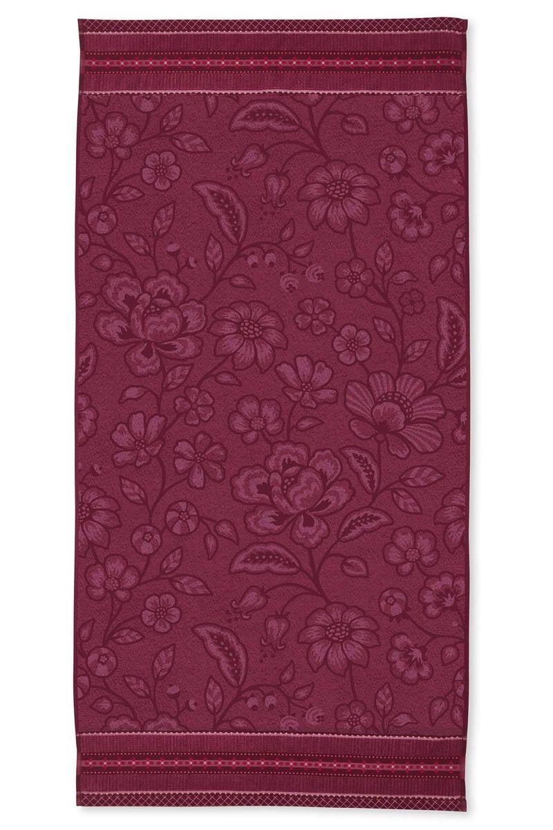 pip studio Grote Handdoek Jasmin Jacquard Donkerroze 70x140cm Zand