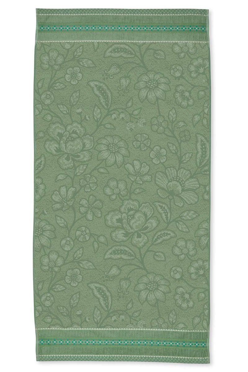 pip studio Grote Handdoek Jasmin Jacquard Groen 70x140cm Zand