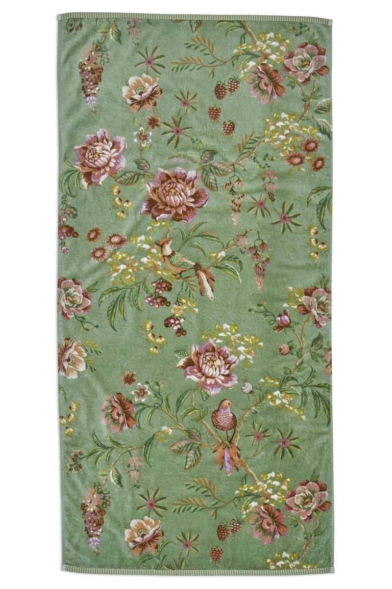 Pip Studio Grote Handdoek Secret Garden Groen 70x140cm Paars