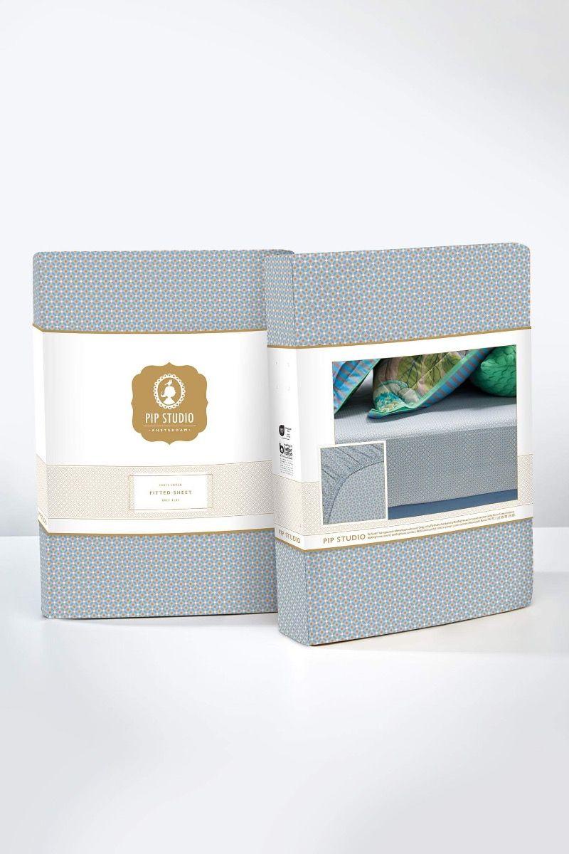 Pip Studio Hoeslaken Cross Stitch Grijs/Blauw Groen