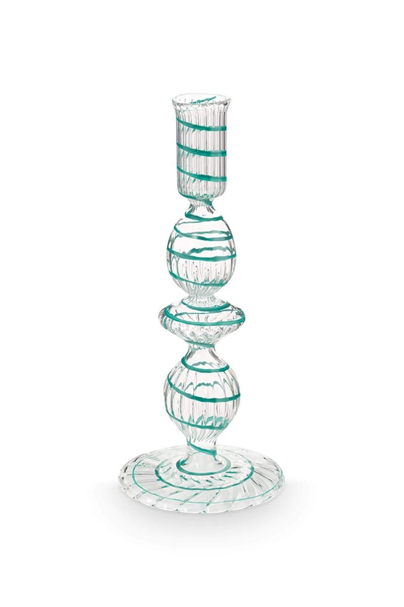 pip studio Kandelaar Glas Swirl Licht Blauw 20cm Blauw