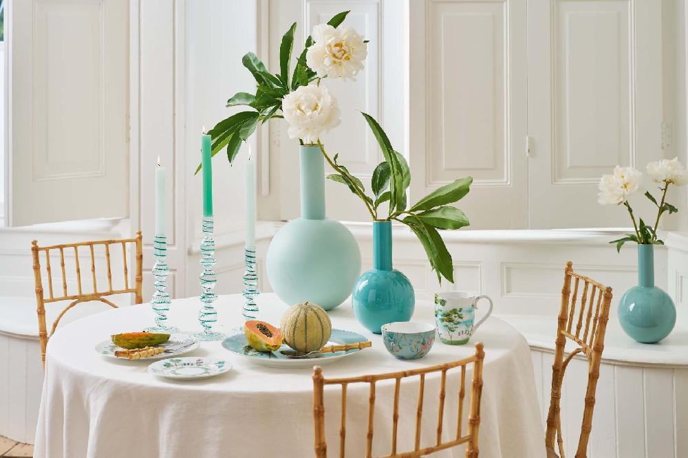 Pip Studio Kandelaar Glas Swirl Licht Blauw 28cm Roze