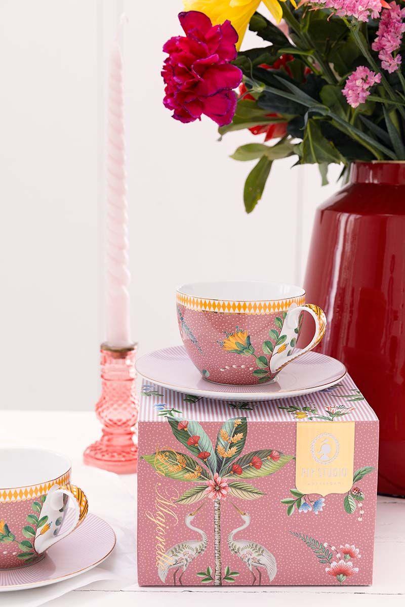 Pip Studio La Majorelle Set/2 Cappuccino Kop & Schotel Roze