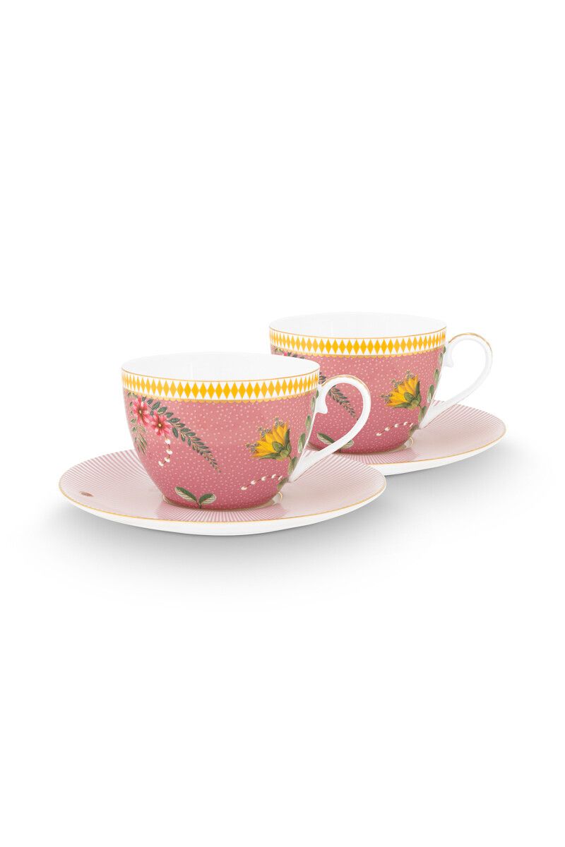 pip studio La Majorelle Set/2 Cappuccino Kop & Schotel Roze