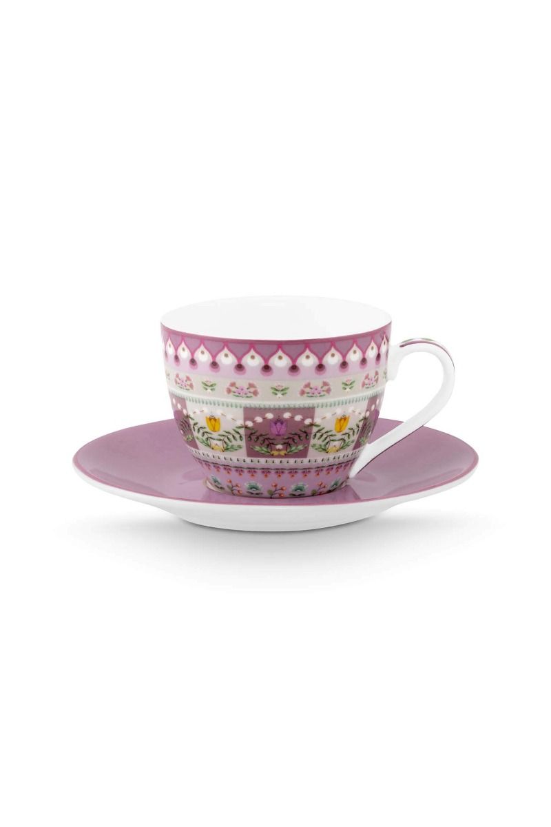 pip studio Lily & Lotus Espresso Kop & Schotel Lila Paars