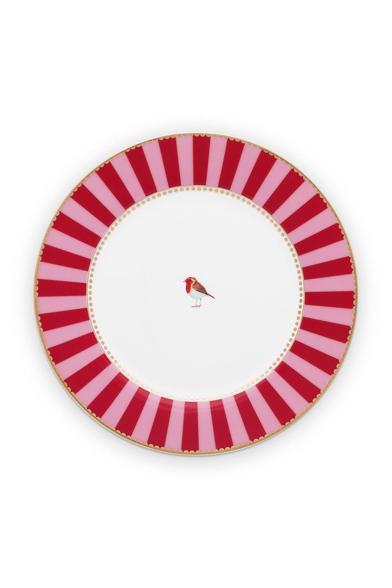 pip studio Love Birds Ontbijtbord Rood/Roze 21 cm Rood