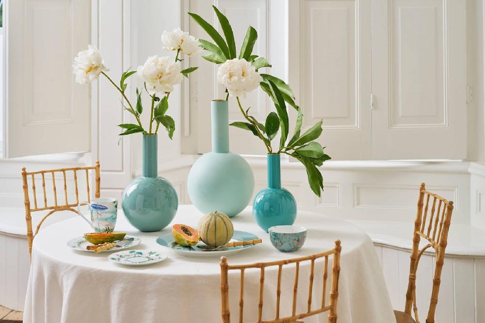 Pip Studio Metalen Vaas Groot Mat Licht Blauw 42cm Blauw