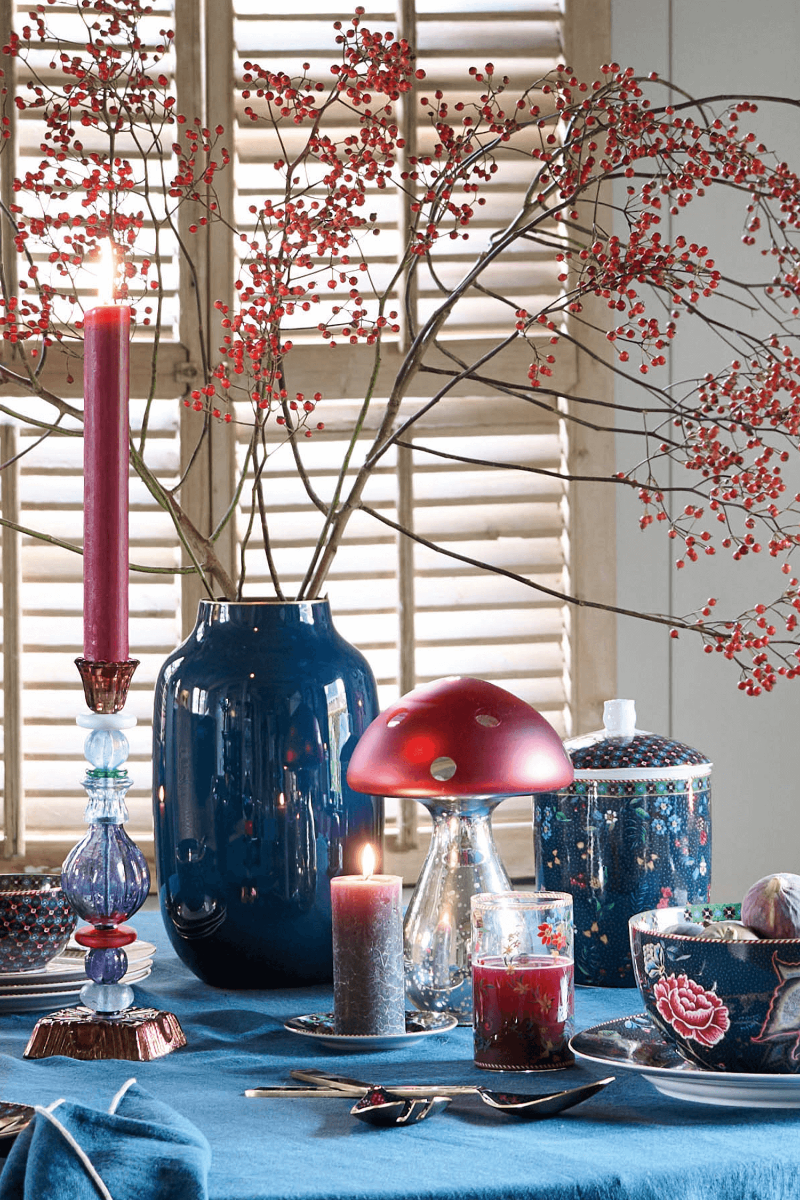 Pip Studio Metalen Vaas Ovaal Middenblauw 30cm Geel