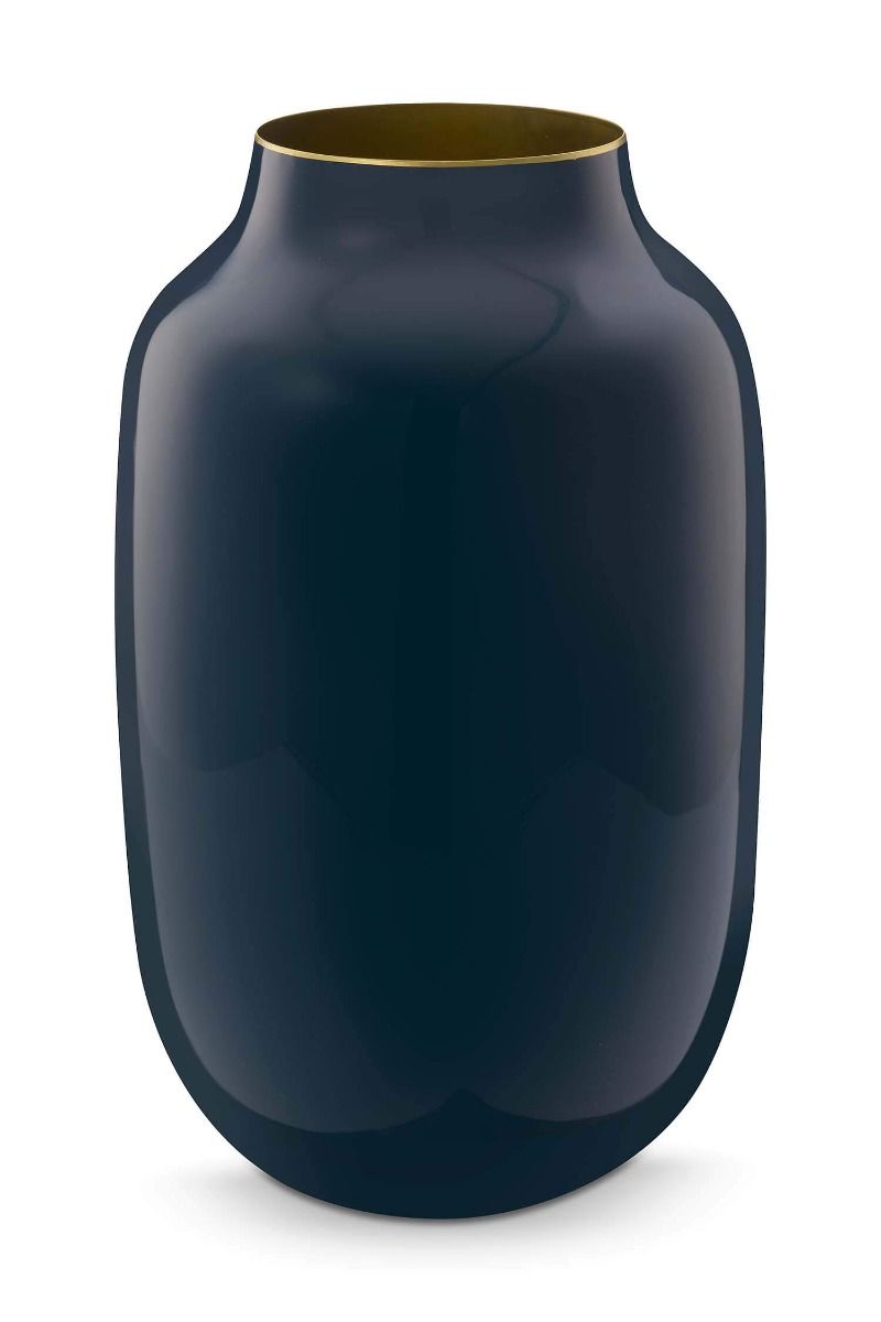 pip studio Metalen Vaas Ovaal Middenblauw 30cm Geel