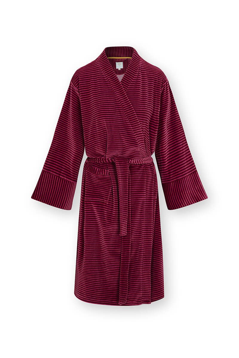 pip studio Naomi Kimono Velvet Little Sumo Stripe Rood Roze