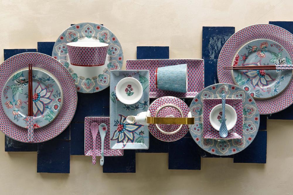 Pip Studio Oriental Flower Festival Set/4 Mokken Blauw Blauw