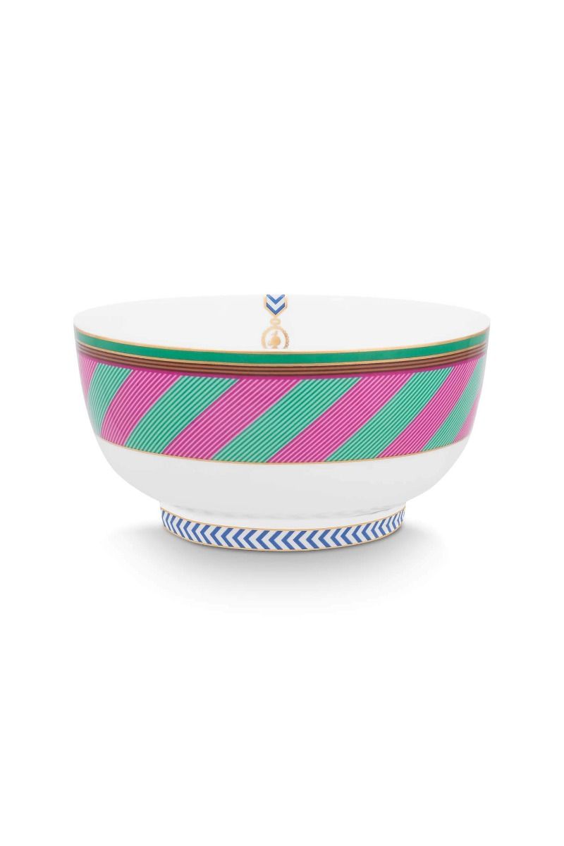 pip studio Pip Chique Stripes Kom Roze/Groen 15.5cm