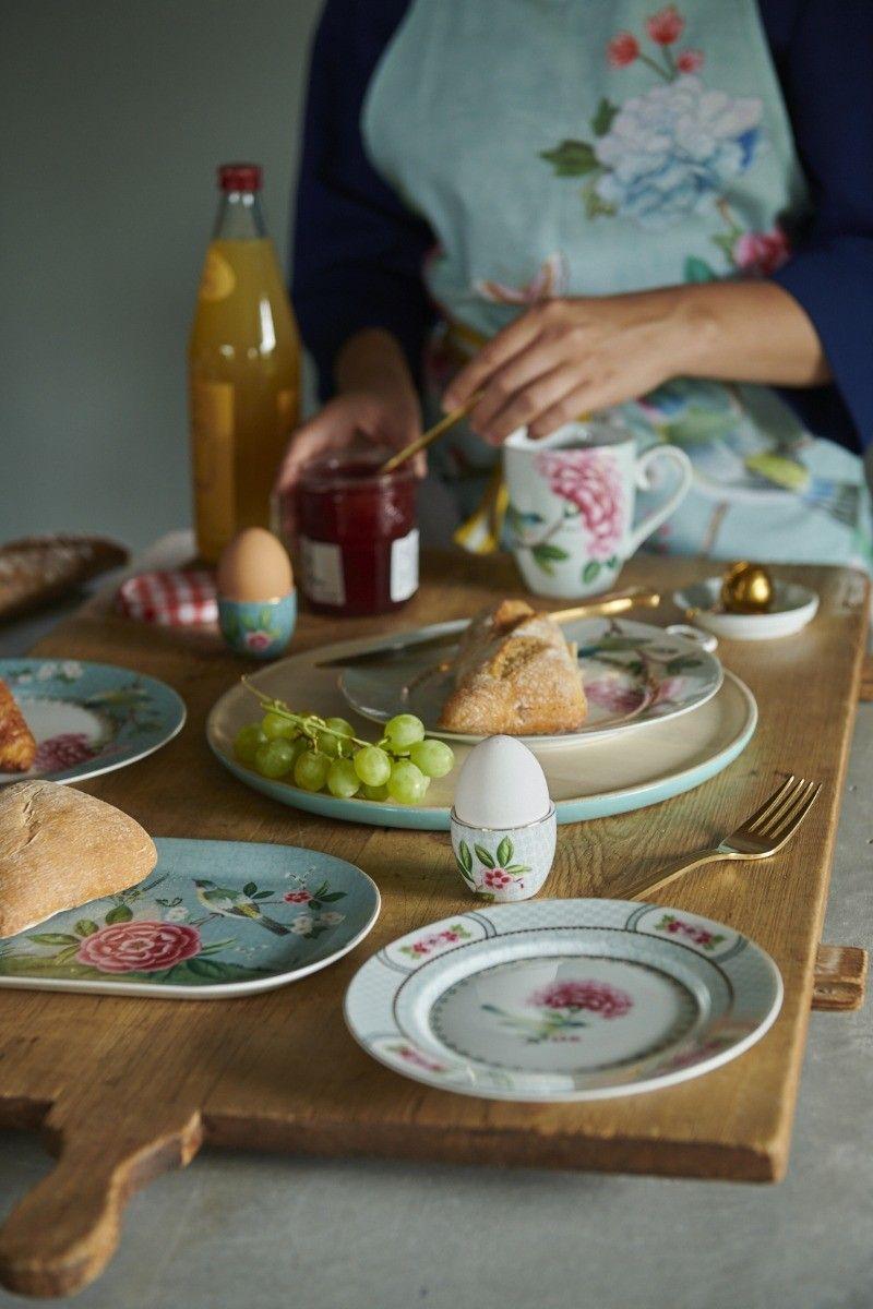 Pip Studio Blushing Birds Eierdopje Blauw Khaki