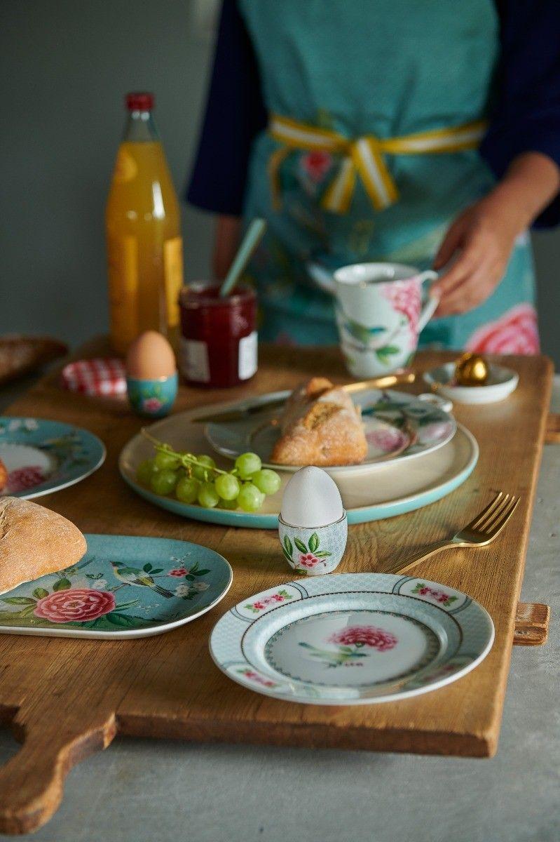 Pip Studio Blushing Birds Eierdopje Wit Khaki