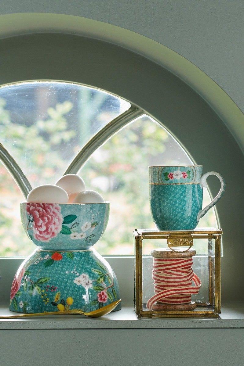 Pip Studio Blushing Birds Kom Blauw 12 Cm Wit