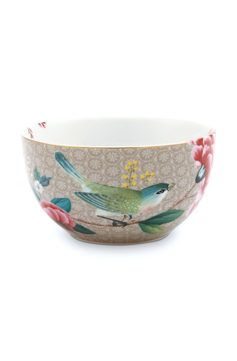 pip studio Blushing Birds Kom Khaki 12 cm Wit