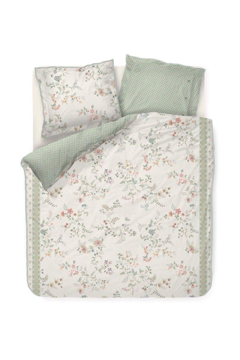 pip studio Dekbedovertrekset Kili Flower Wit Groen