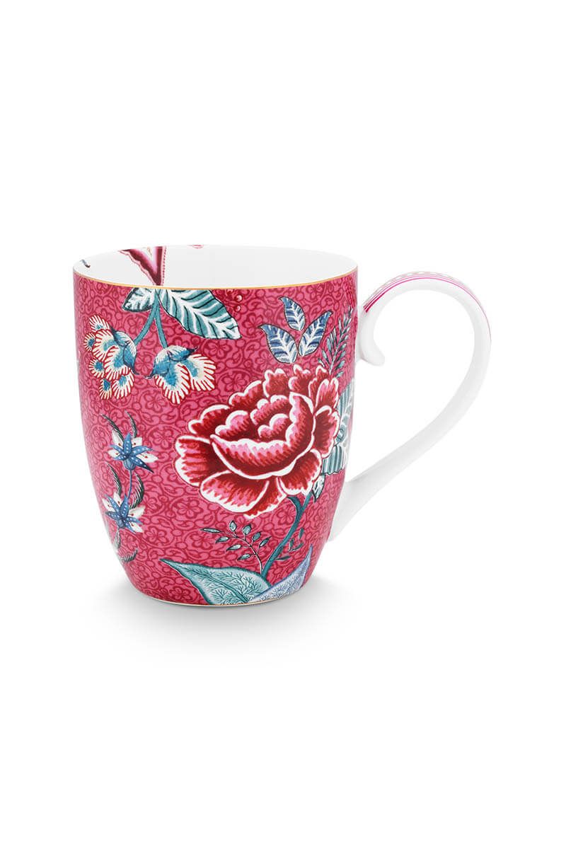 pip studio Flower Festival Mok XL Donkerroze Blauw