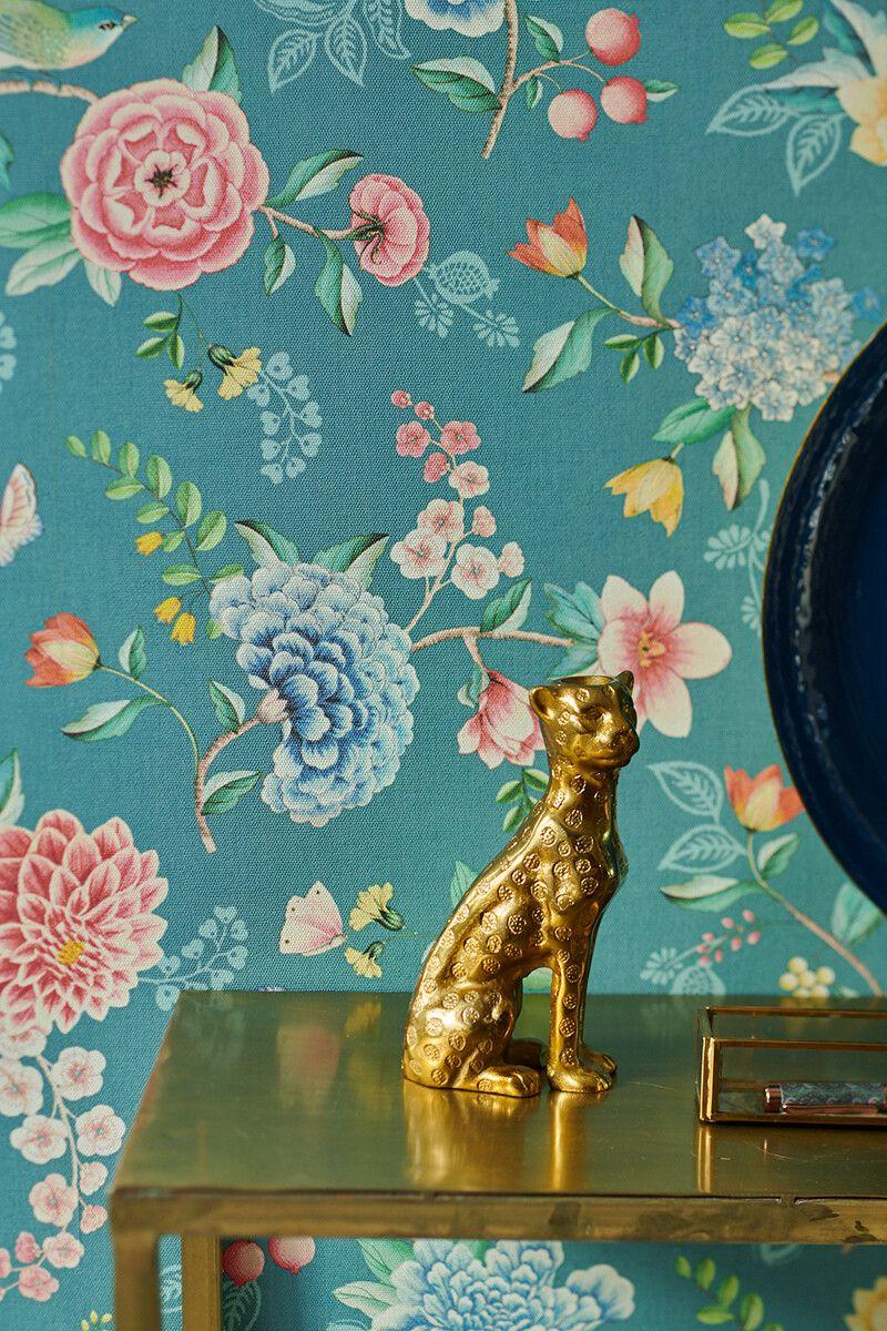 Pip Studio Pip Studio Good Evening Vinylbehang Petrol Geel