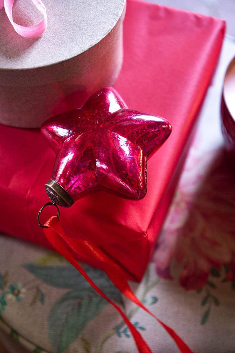 Pip Studio Kerstbal Glas Ster Roze 10cm