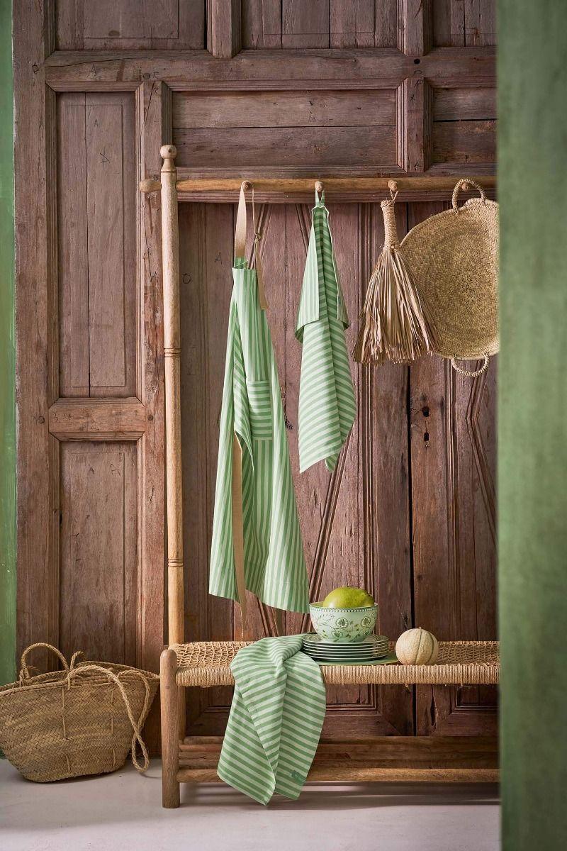 Pip Studio Keukenschort Strepen Licht Groen Groen