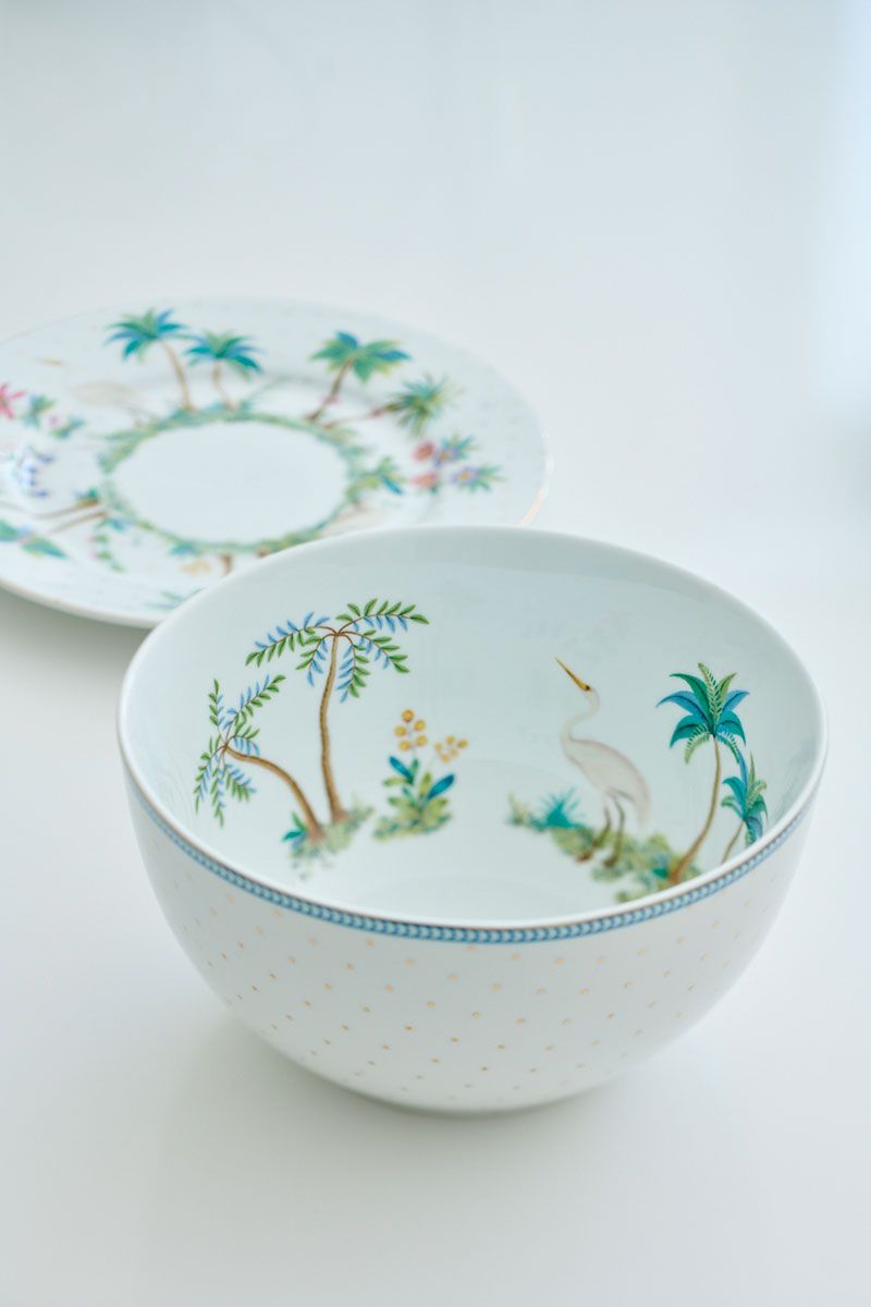 Pip Studio Kom Jolie Stippen Goud Blauw 15cm Wit