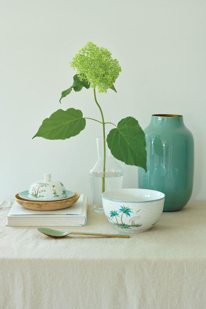 Pip Studio Kom Jolie Stippen Goud Blauw 18cm Wit