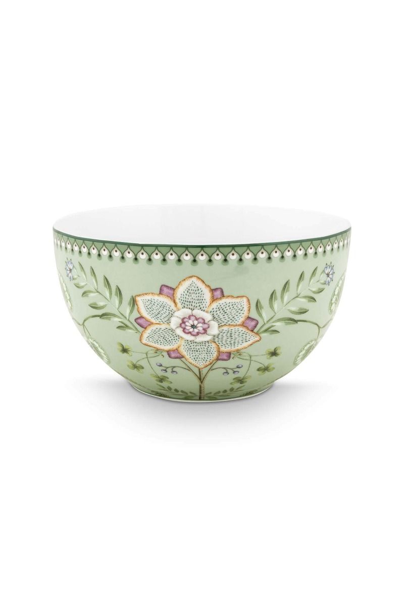 pip studio Kom Lily&Lotus Licht Groen 18cm Wit