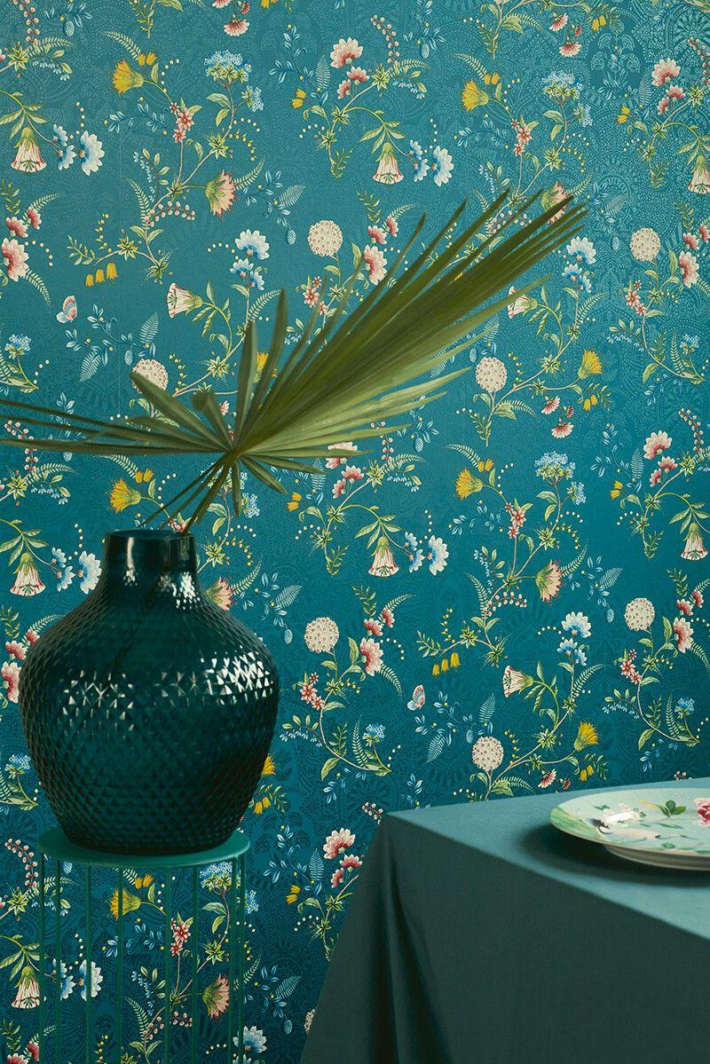 pip studio Pip Studio La Majorelle Vliesbehang Donker Blauw Geel