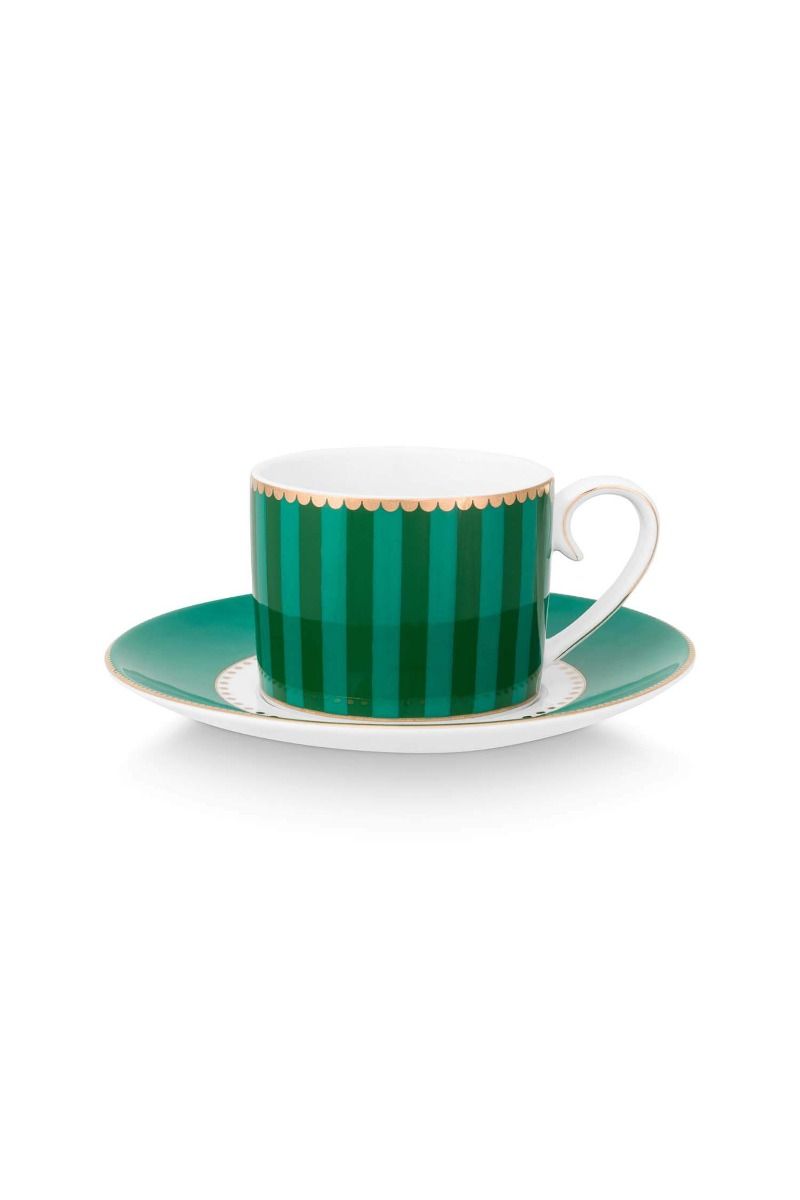 pip studio Love Birds Espresso Kop & Schotel Groen
