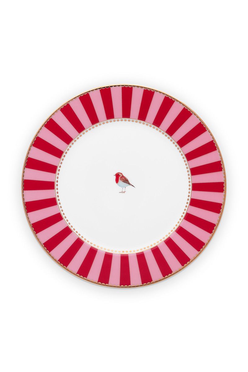 pip studio Love Birds Gebaksbord Rood/Roze 17 cm