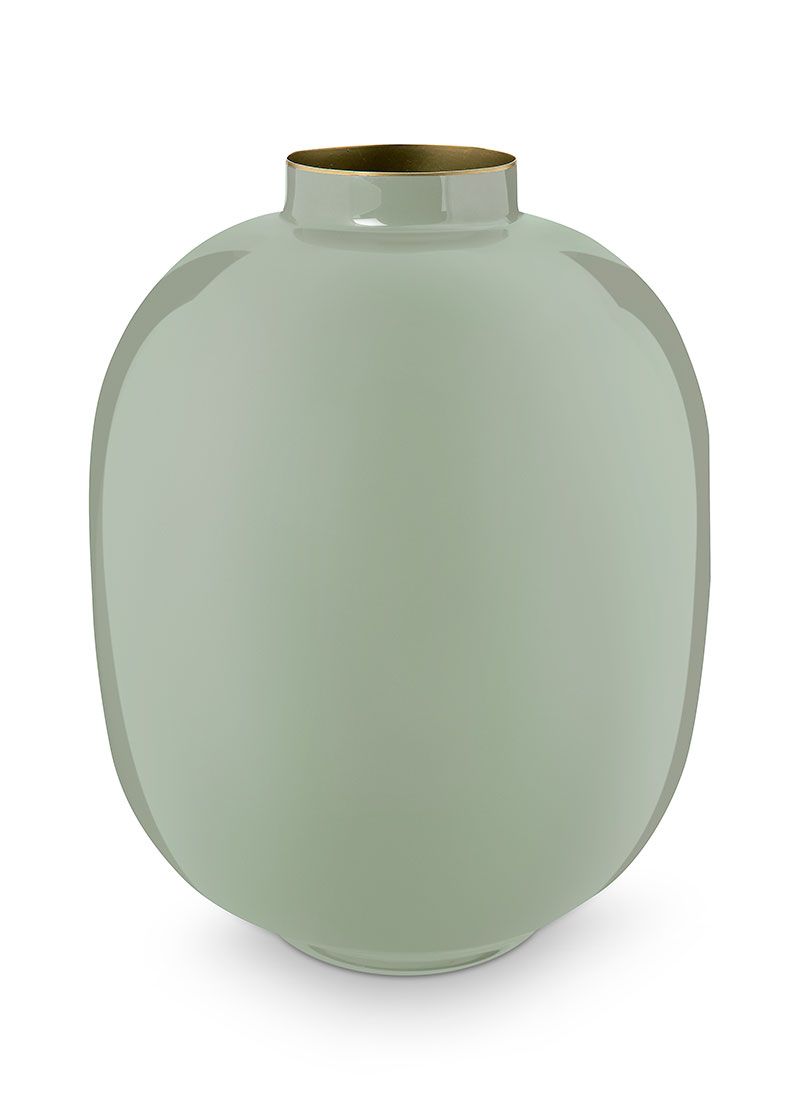 Pip Studio Metalen Vaas Groen 32cm Khaki