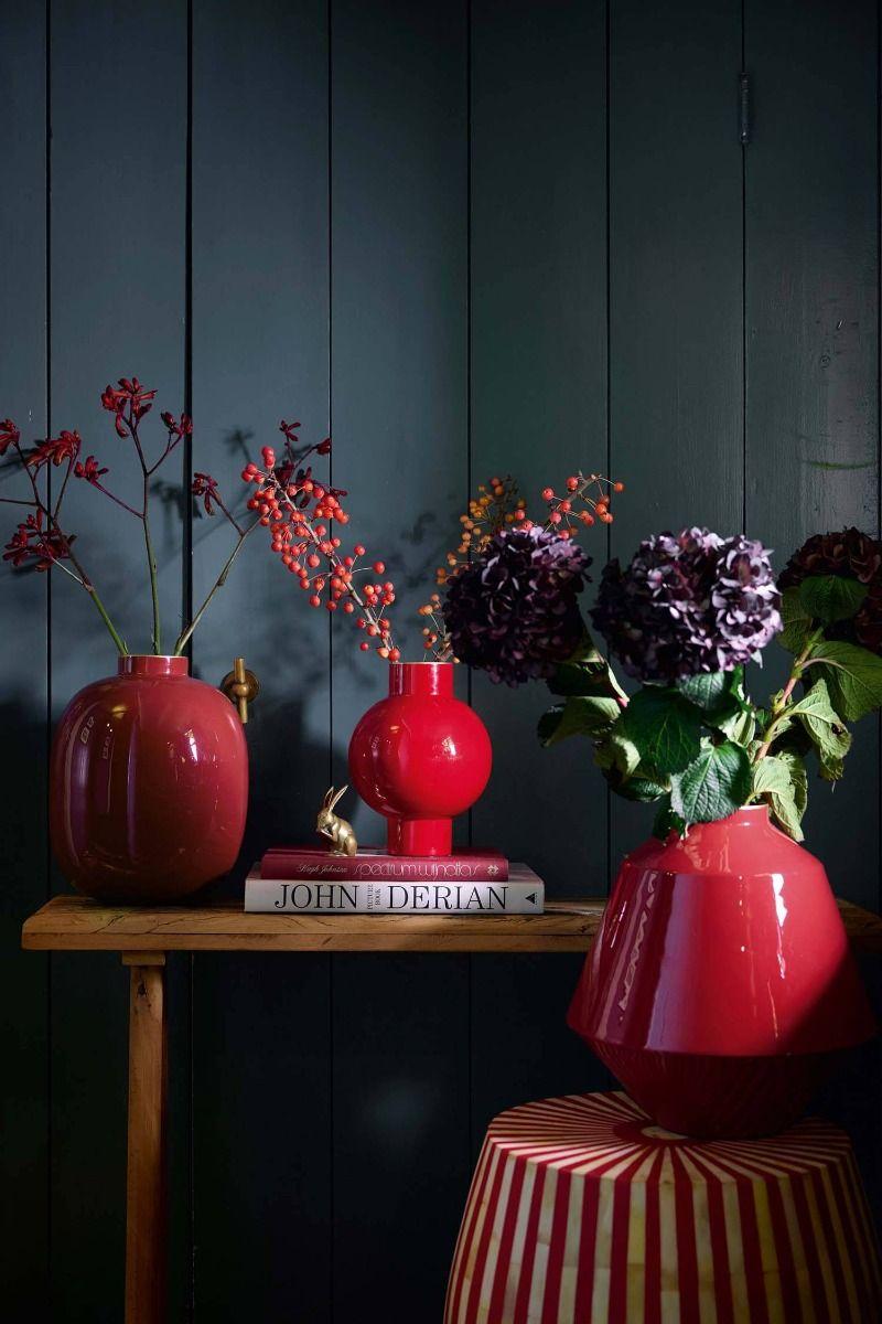 Pip Studio Metalen Vaas Small Rood 24cm Rood