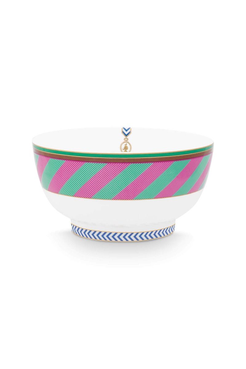 pip studio Pip Chique Stripes Kom Roze/Groen 18cm