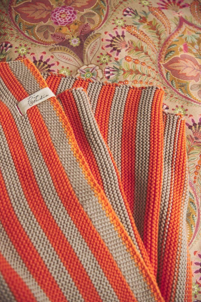 Pip Studio Plaid Bonsoir Stripe Oranje Groen